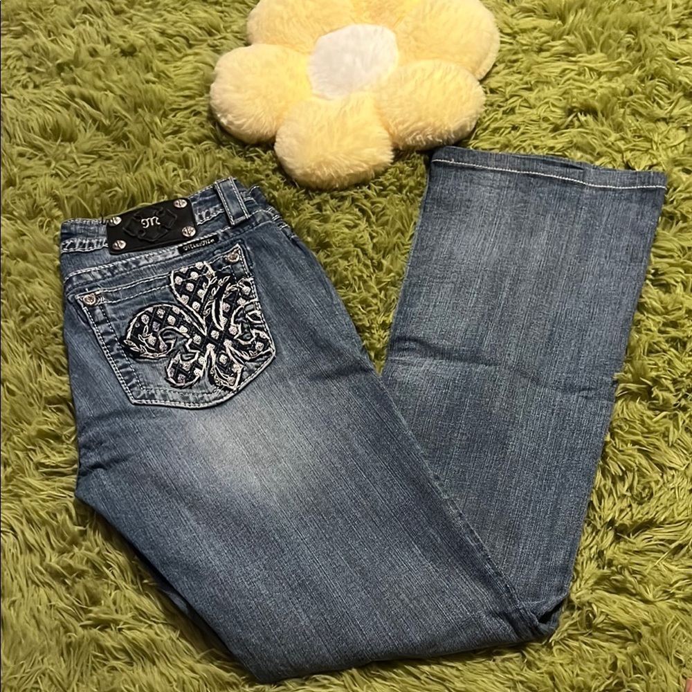 Miss Me Blue Boot Cut Jeans with Embellished Back Y2K✨